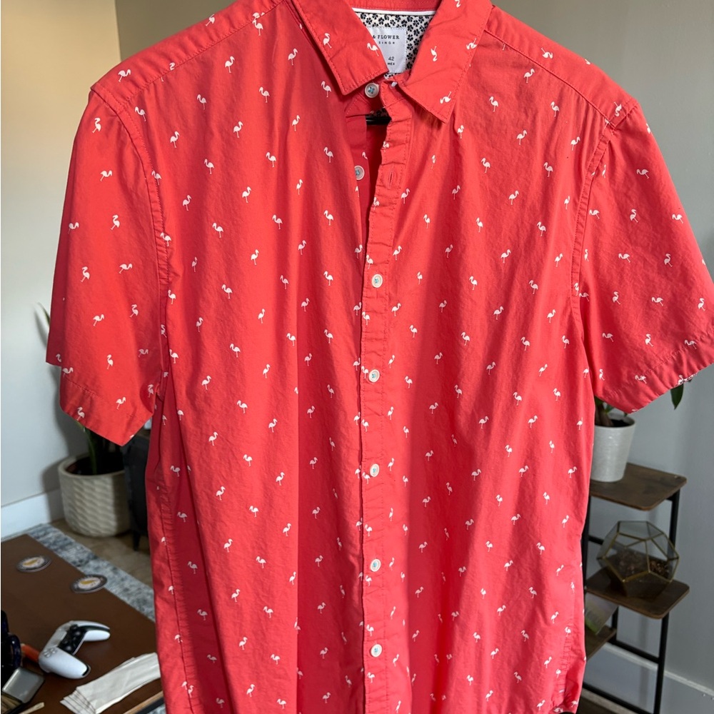 Coral flamingo Patterned Men's Shirt